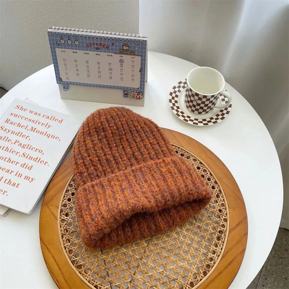 Sohiwoo Winter Unisex Wool Hat Loose Big Head Circumference Knitted Hats Women's Korean Warm Oversized Skullies Beanies Christmas Gift