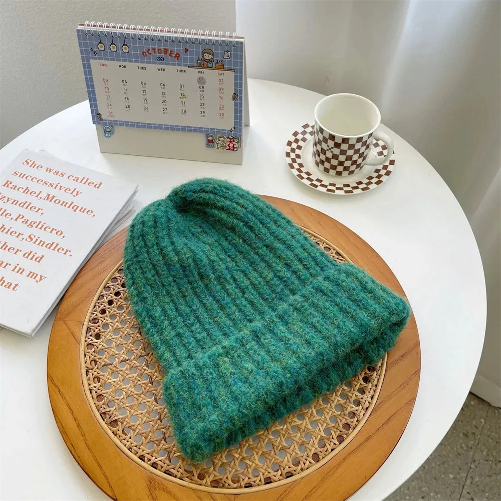 Sohiwoo Winter Unisex Wool Hat Loose Big Head Circumference Knitted Hats Women's Korean Warm Oversized Skullies Beanies Christmas Gift