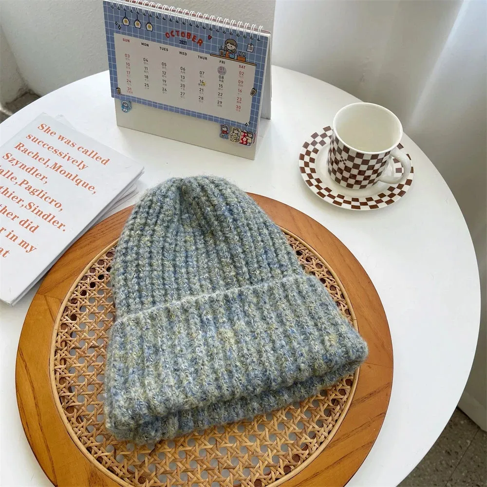 Sohiwoo Winter Unisex Wool Hat Loose Big Head Circumference Knitted Hats Women's Korean Warm Oversized Skullies Beanies Christmas Gift