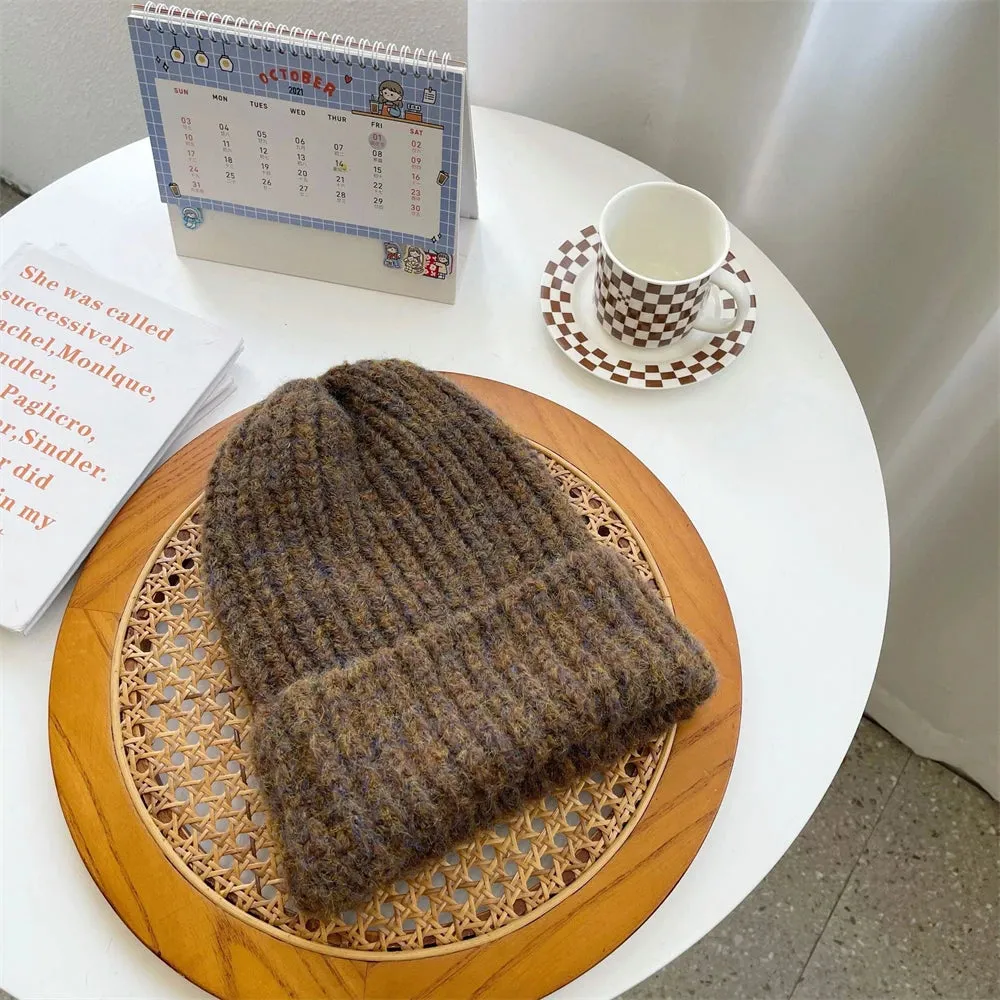 Sohiwoo Winter Unisex Wool Hat Loose Big Head Circumference Knitted Hats Women's Korean Warm Oversized Skullies Beanies Christmas Gift