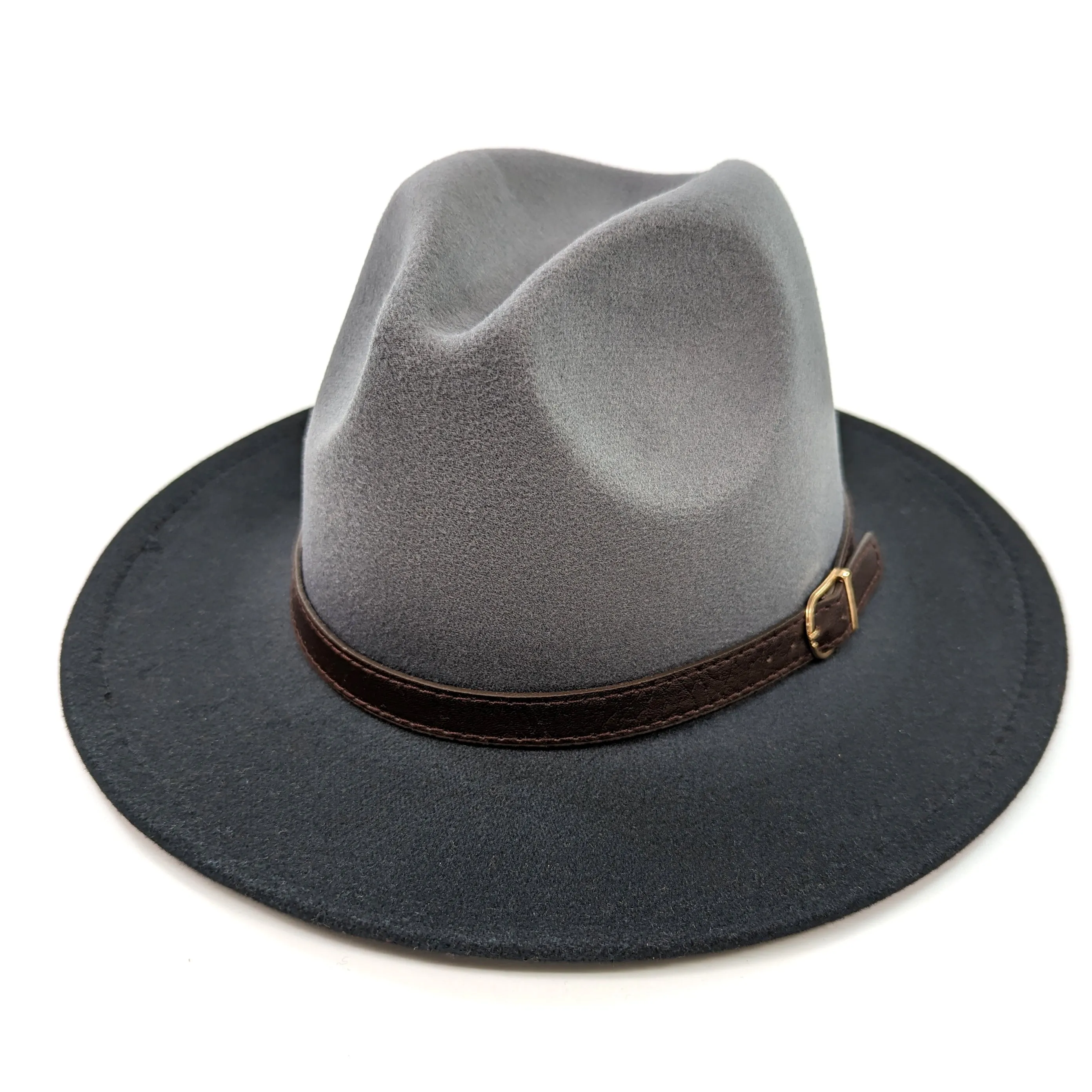 Two Tone Fedora Hat- Grey / Black