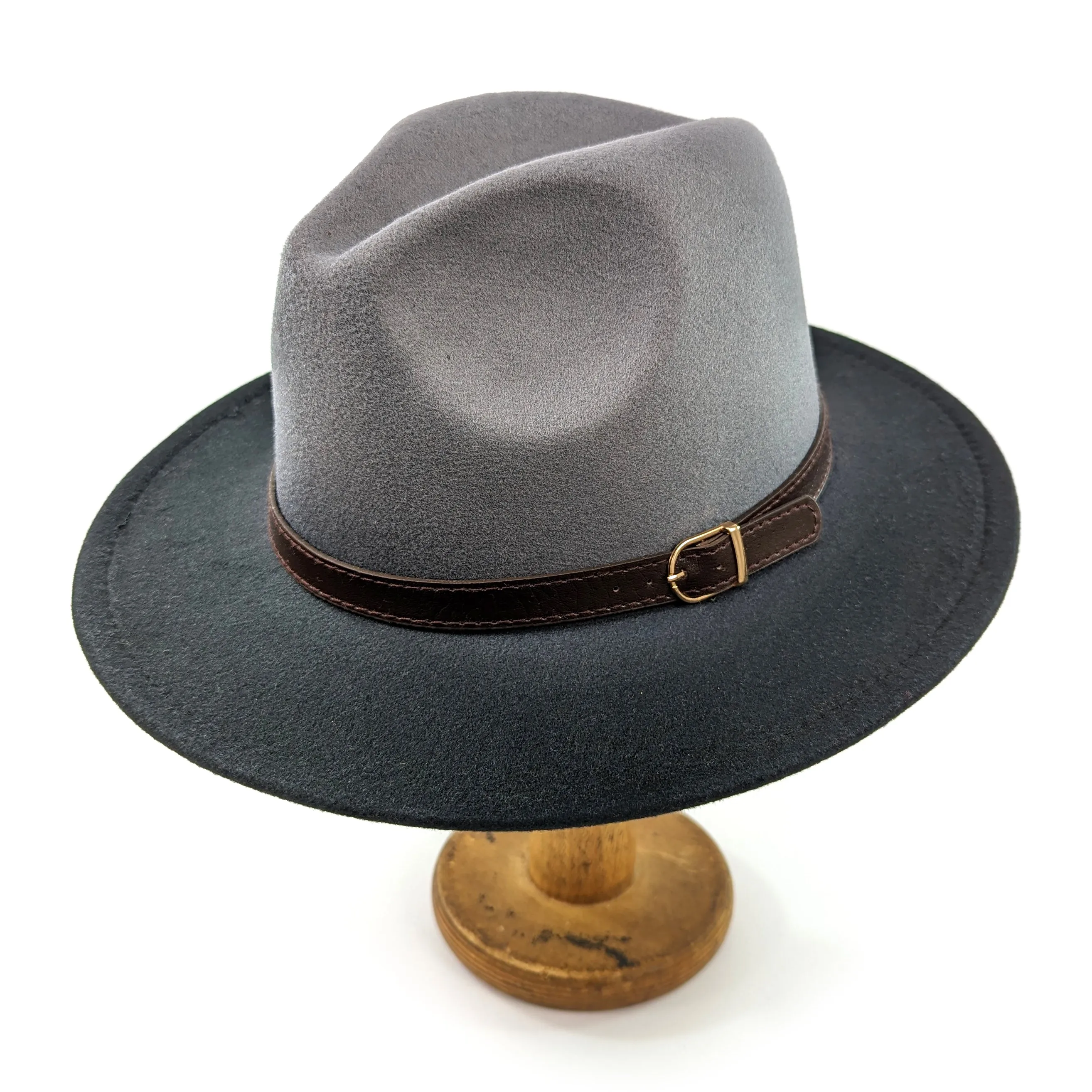 Two Tone Fedora Hat- Grey / Black