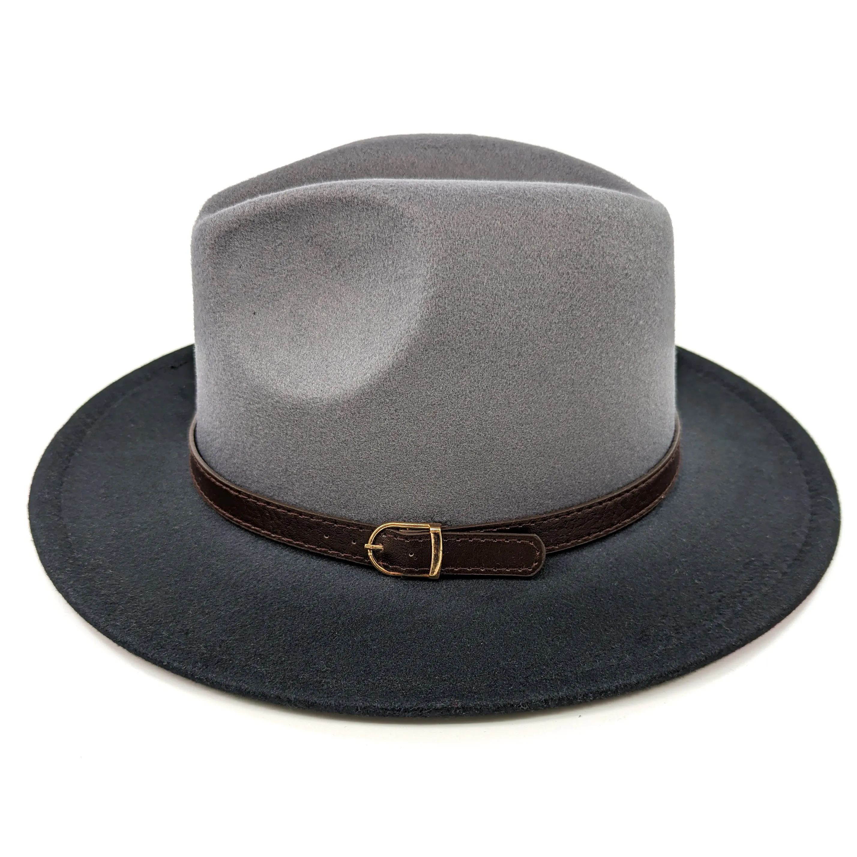Two Tone Fedora Hat- Grey / Black