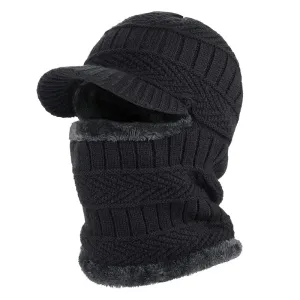 Unisex Wool Scarf Balaclava Mask Bonnet Knitted Beanies Hat