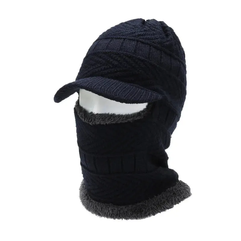 Unisex Wool Scarf Balaclava Mask Bonnet Knitted Beanies Hat