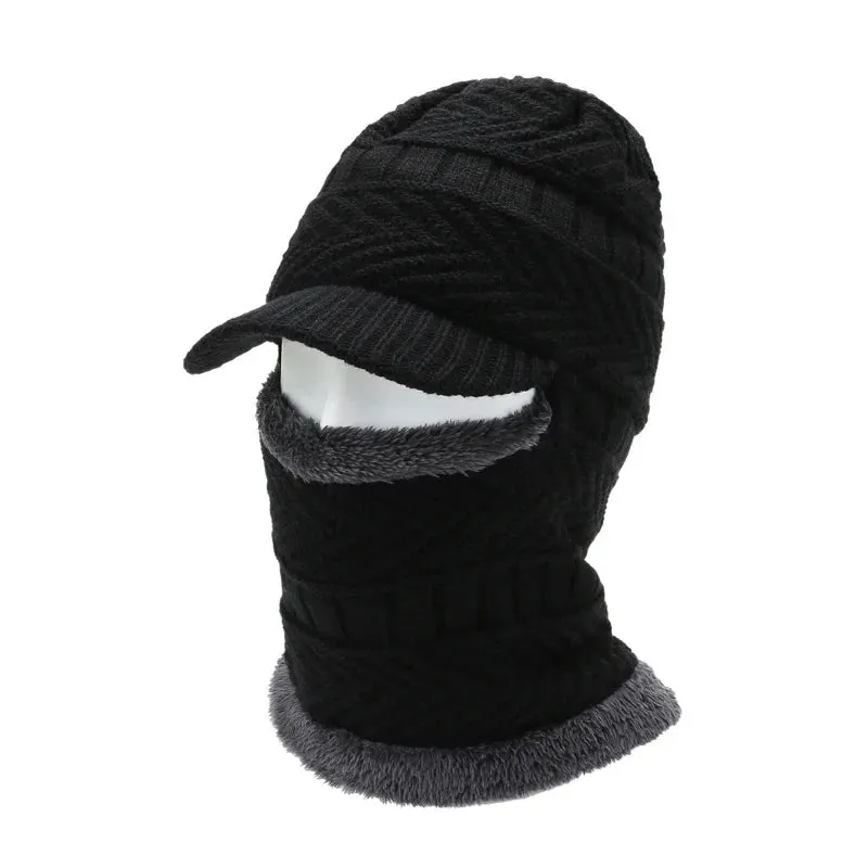 Unisex Wool Scarf Balaclava Mask Bonnet Knitted Beanies Hat