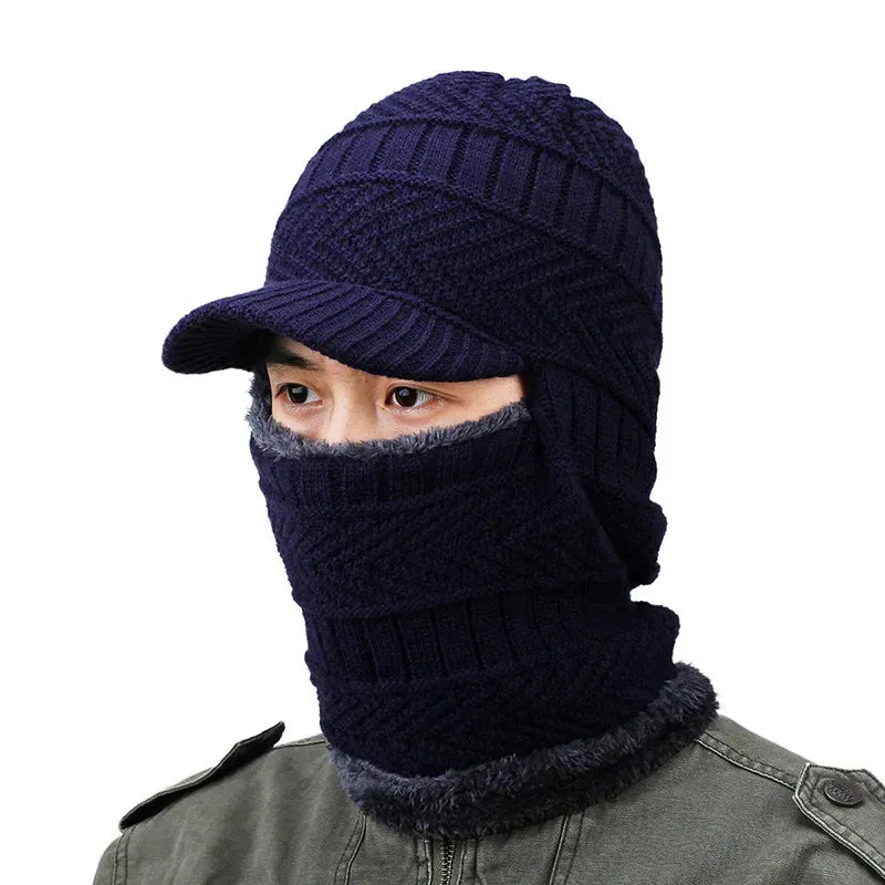 Unisex Wool Scarf Balaclava Mask Bonnet Knitted Beanies Hat