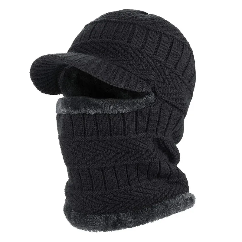 Unisex Wool Scarf Balaclava Mask Bonnet Knitted Beanies Hat