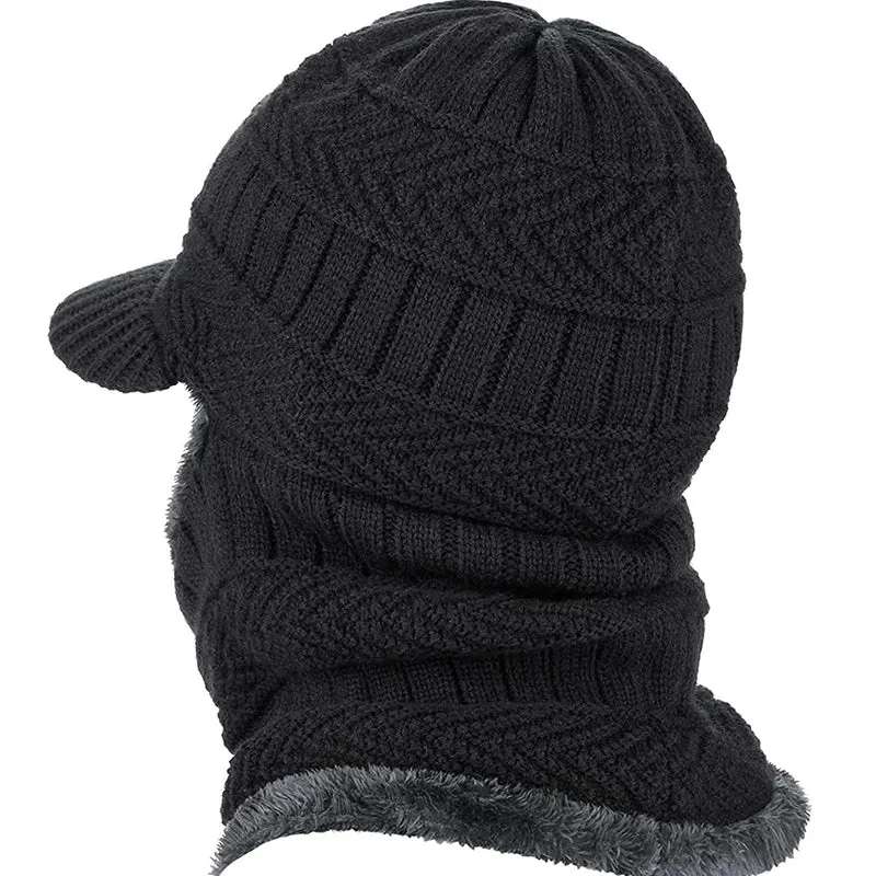 Unisex Wool Scarf Balaclava Mask Bonnet Knitted Beanies Hat