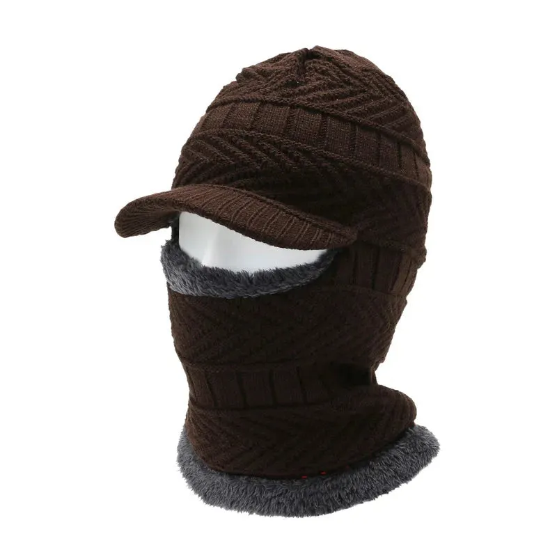 Unisex Wool Scarf Balaclava Mask Bonnet Knitted Beanies Hat