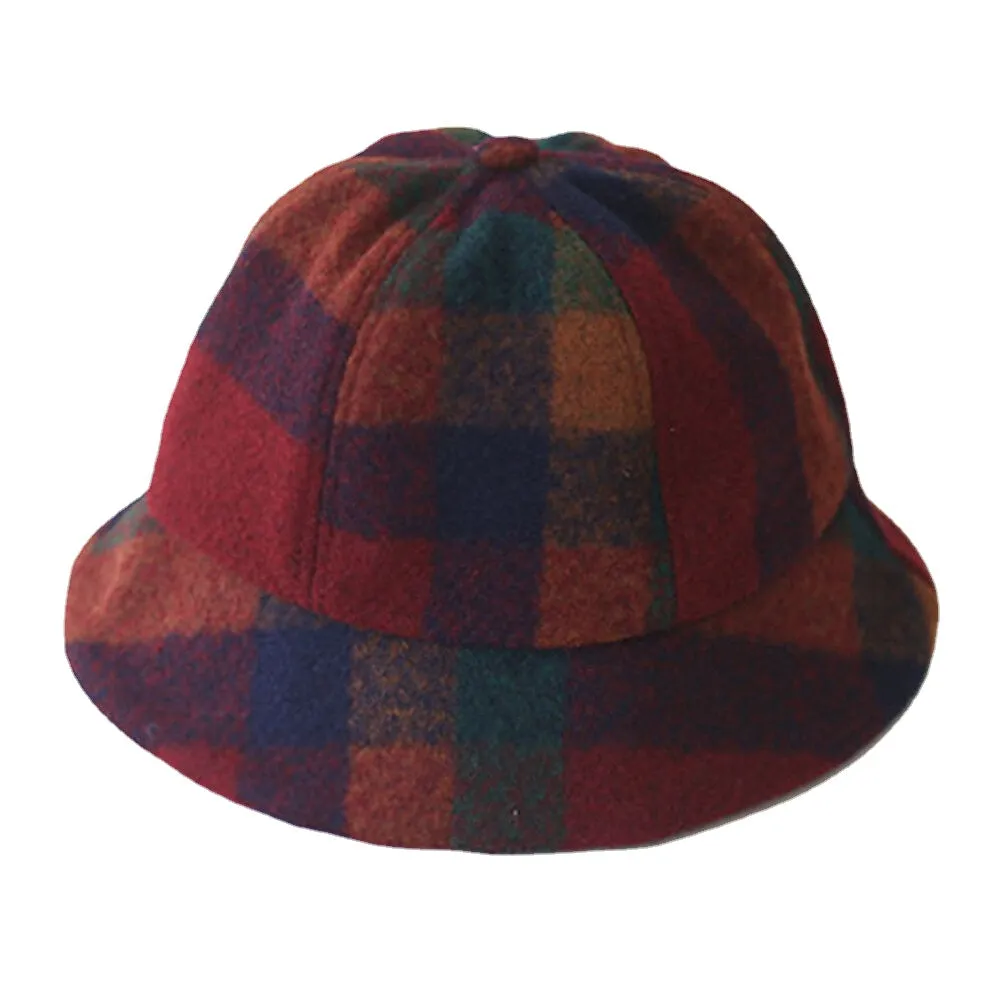 Women Cotton Patchwock Plaids Pattern Vintage Casual Warm Bucket Hat