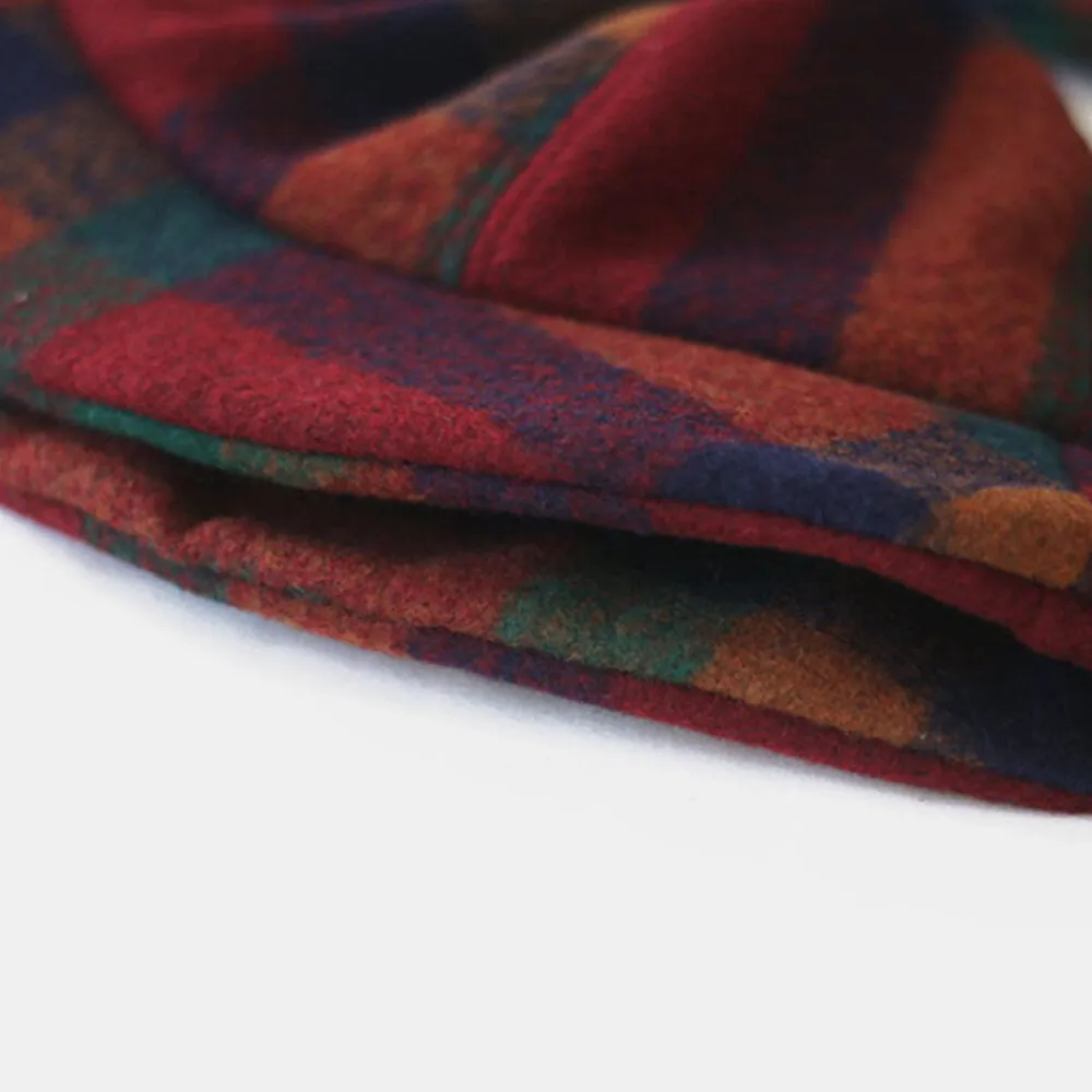 Women Cotton Patchwock Plaids Pattern Vintage Casual Warm Bucket Hat