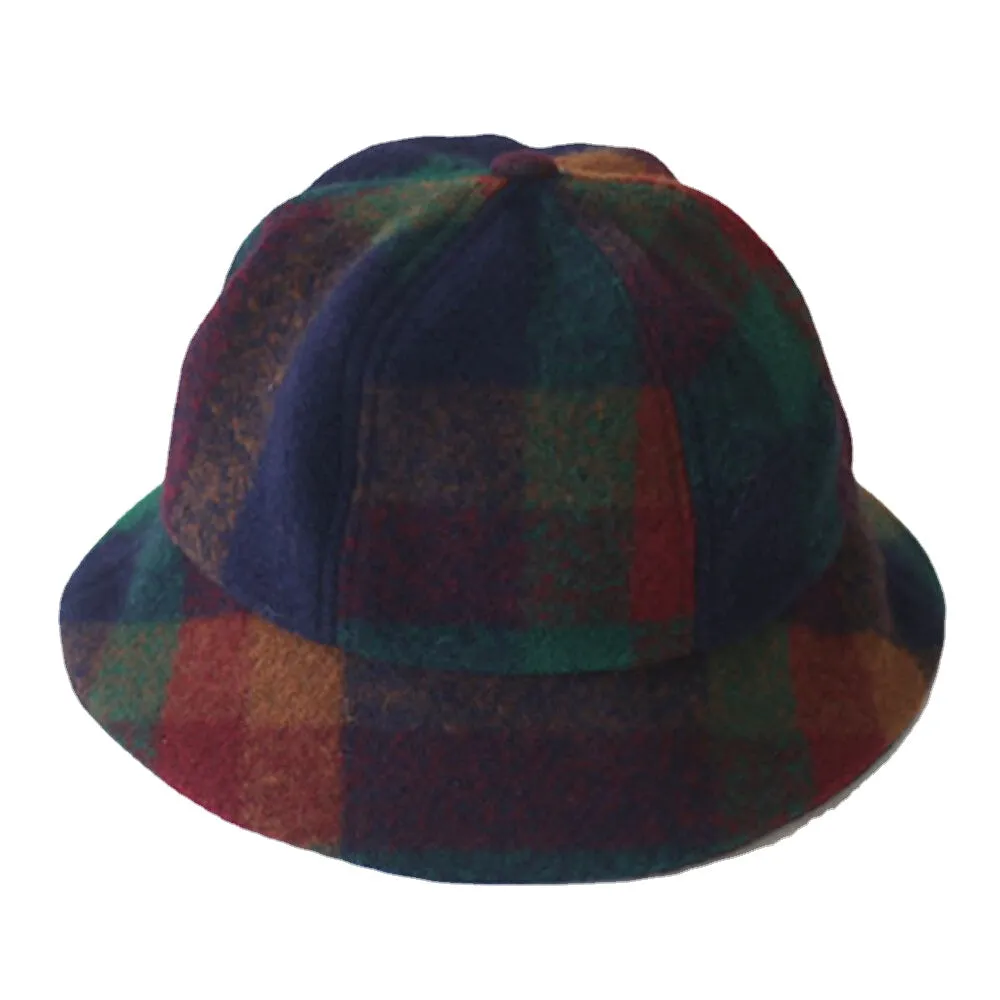 Women Cotton Patchwock Plaids Pattern Vintage Casual Warm Bucket Hat