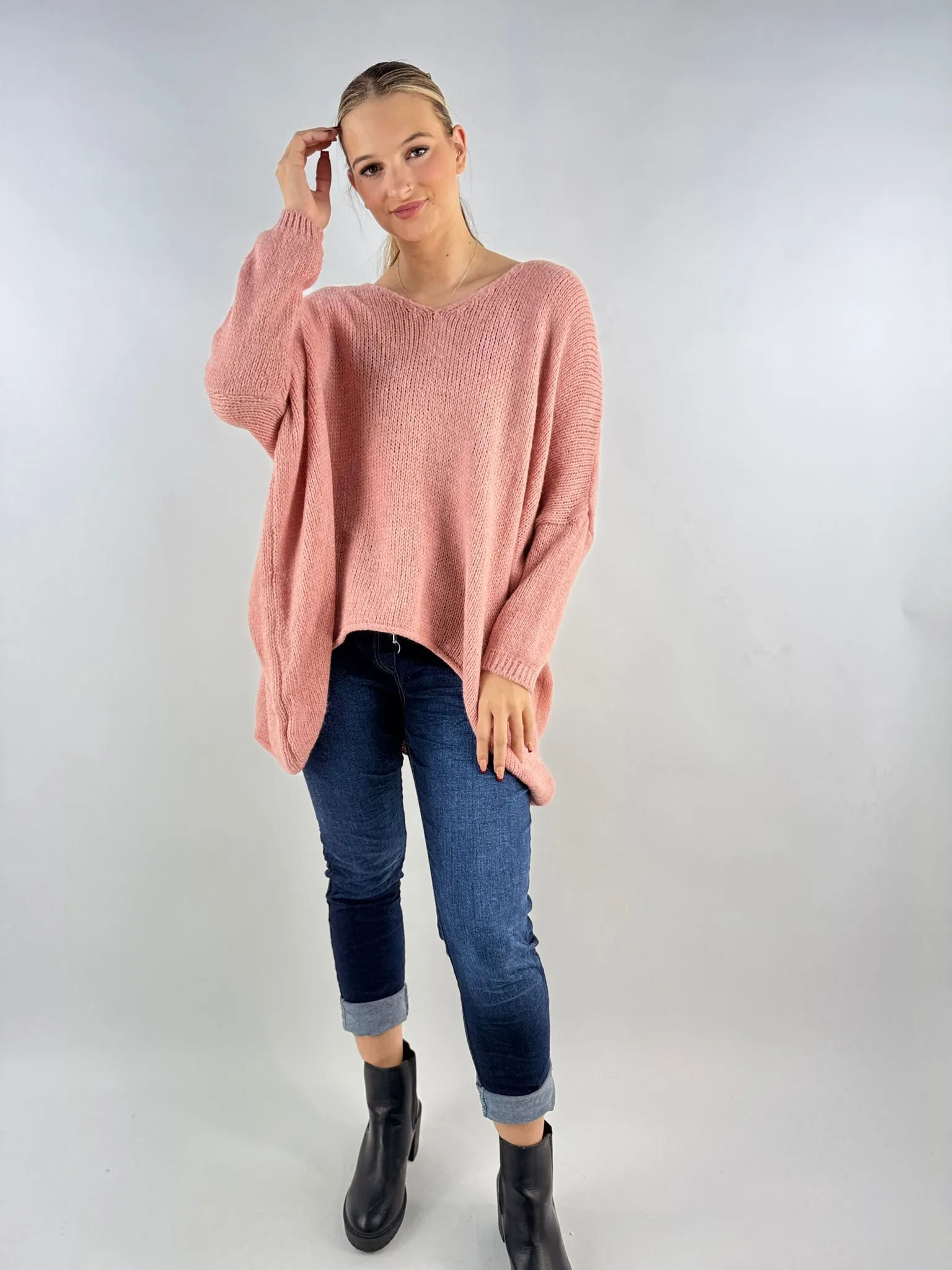 Wool Slouch Knit Jumper High-Low Made in Italy
