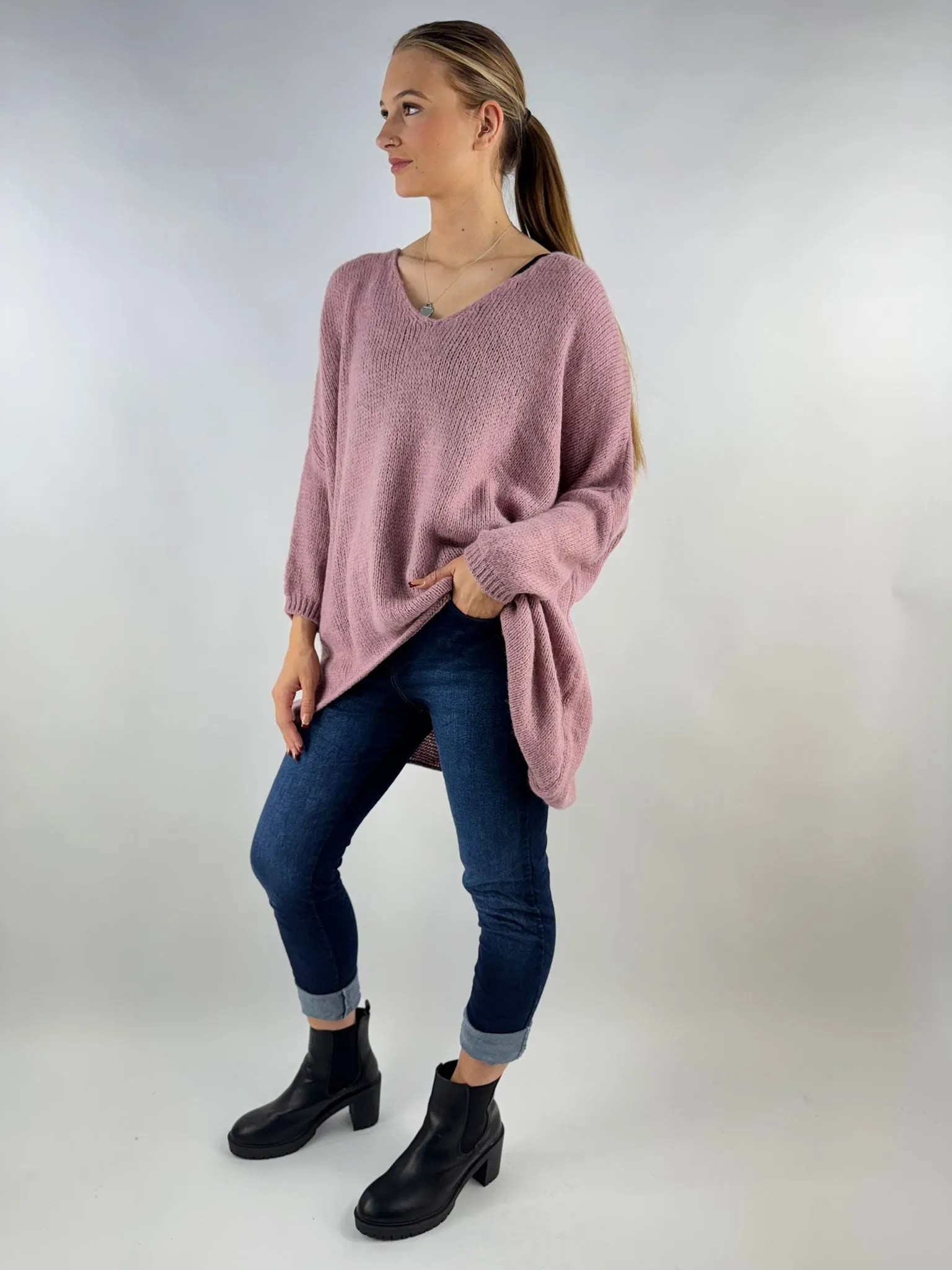 Wool Slouch Knit Jumper High-Low Made in Italy