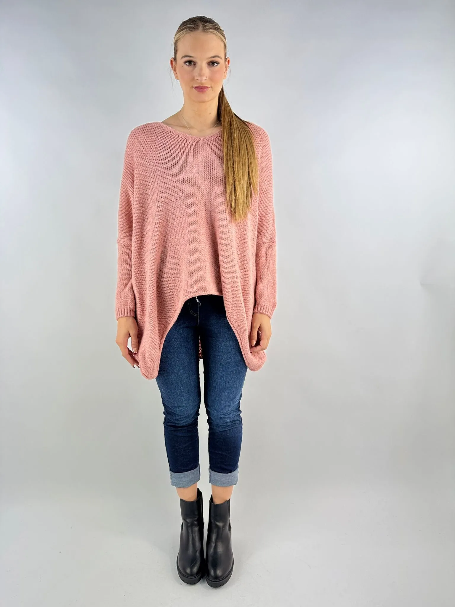 Wool Slouch Knit Jumper High-Low Made in Italy